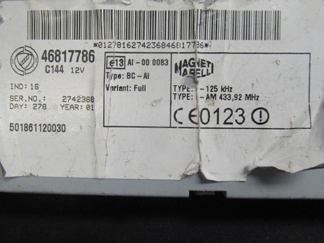 Fiat Punto II. , Doblo 2000-2005 immobiliser doboz  46817786