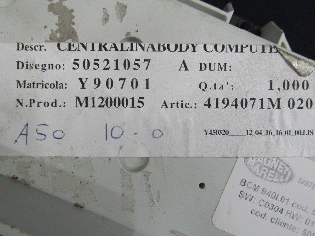 Alfa Romeo Giulietta immobiliser doboz 50521057