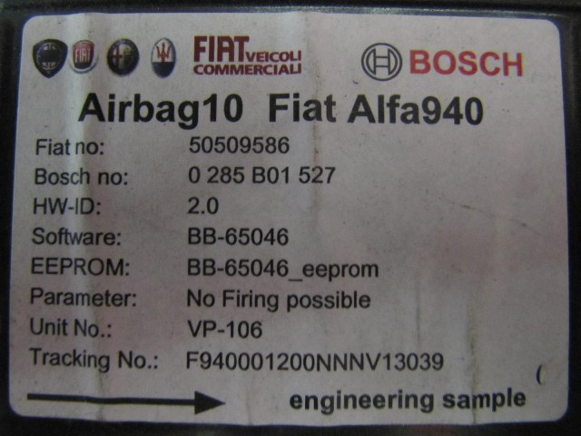 Alfa Romeo Giulietta 50509586 számú légzsák indító elektronika