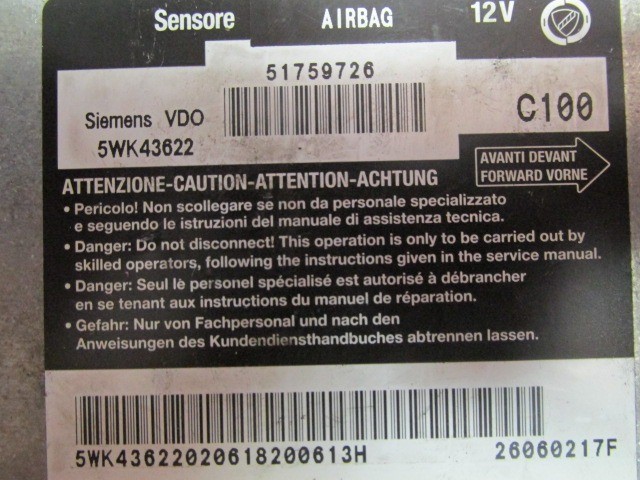 Fiat Multipla légzsák indító elektronika 51759726