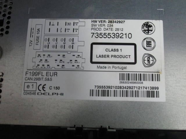 Fiat Punto Evo, My Punto, Nouva Punto Cd-s Rádió Delphi, kód nincs hozzá!!!!