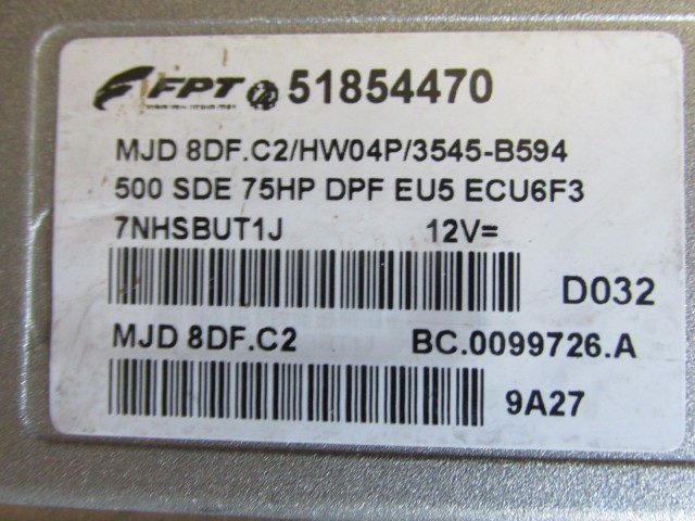 69334 Fiat 500 1,3 Mjet 75Le  motorvezérlő szett 51854470
