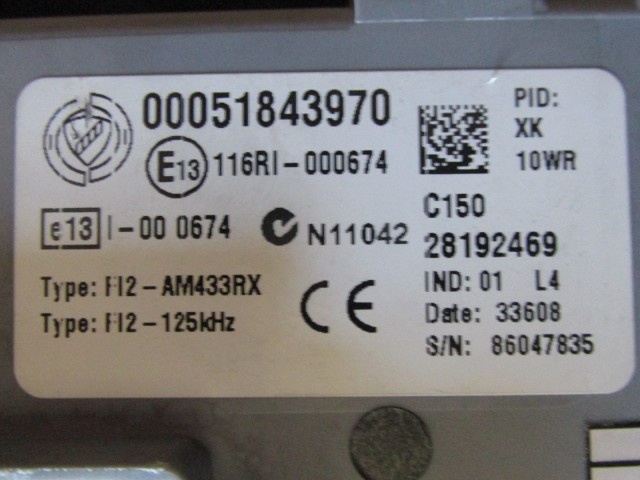 69334 Fiat 500 1,3 Mjet 75Le  motorvezérlő szett 51854470