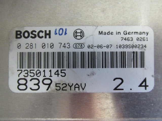 71937 Lancia Lybra 2,4 Jtd motorvezérlő szett 0281010743