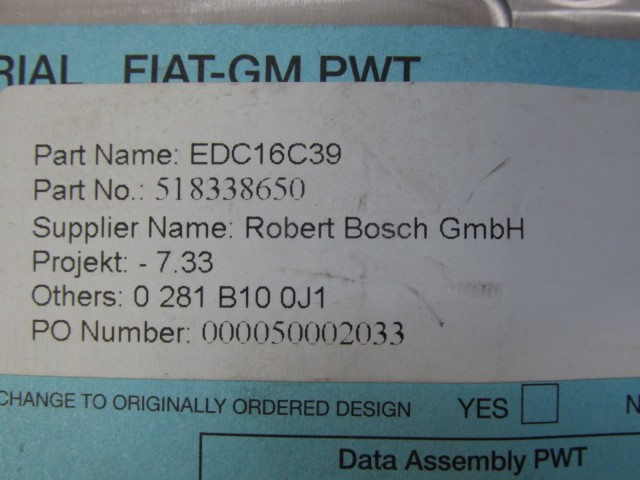 72006 Fiat Doblo III. 2,0 Diesel motorvezérlő szett 0281B100J1