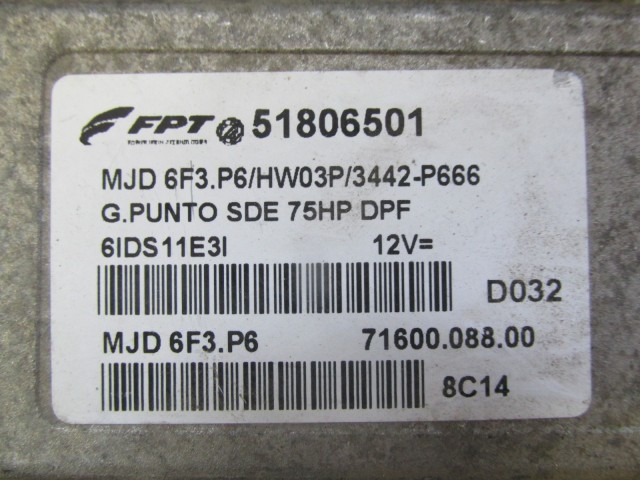 Fiat Grande Punto 1,3 16v Diesel 75Le motorvezérlő 51806501