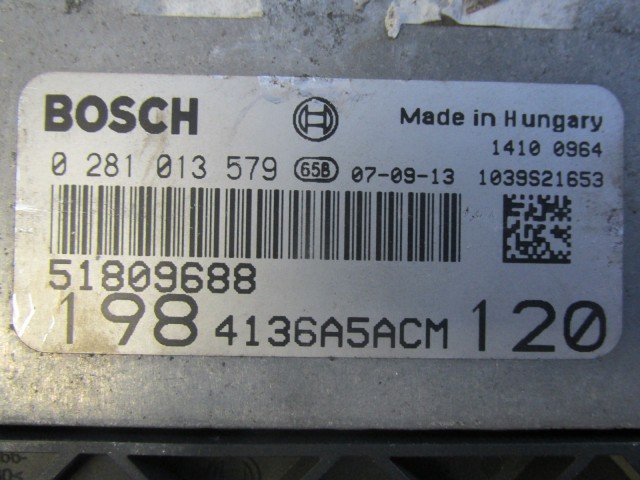 Fiat Bravo 2007-2014 1,9 8v  Diesel 120Le motorvezérlő 51809688, 0281013579