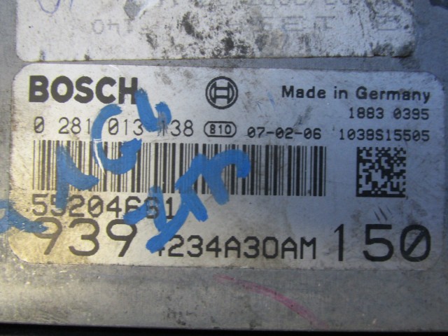 Alfa Romeo 159 1,9 16v Diesel motorvezérlő 55204661, 0281013138