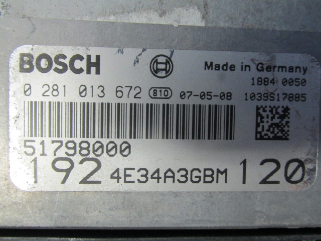 Fiat Stilo 1,9 8v Diesel motorvezérlő 51798000, 0281013672