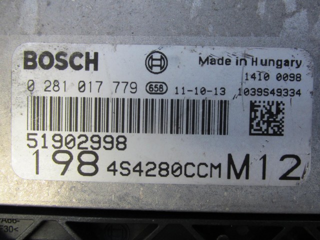 Fiat Bravo 2010-2014 1,6 16v Mjet motorvezérlő 51902998, 0281017779