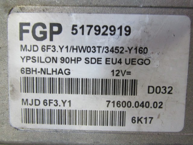 72336 Lancia Ypsilon II. 1,3 Jtd motorvezérlő 51792919