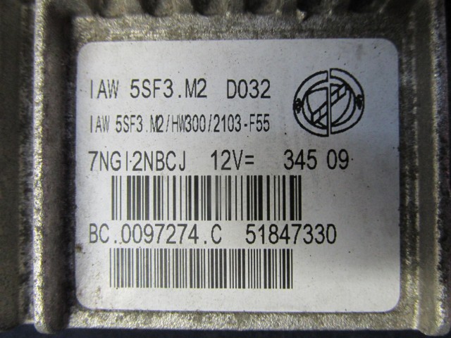 Fiat Grande Punto 1,4 8v benzin motorvezérlő 51847330