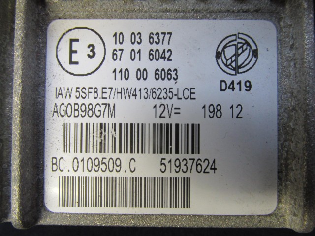 Fiat Panda 2012-2016  1,2 8v  benzin Lpg motorvezérlő 51937624