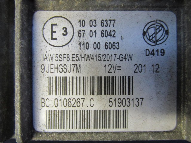 Fiat Idea, Lancia Musa 1,4 8v benzin motorvezérlő 51903137