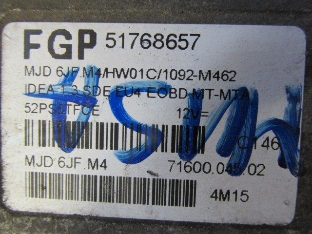 Lancia Musa, Fiat Idea  1,3 16v Diesel motorvezérlő 51768657