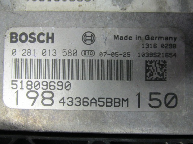 Fiat Bravo 2007-2014 1,9  16v Diesel motorvezérlő 51809690, 0281013580