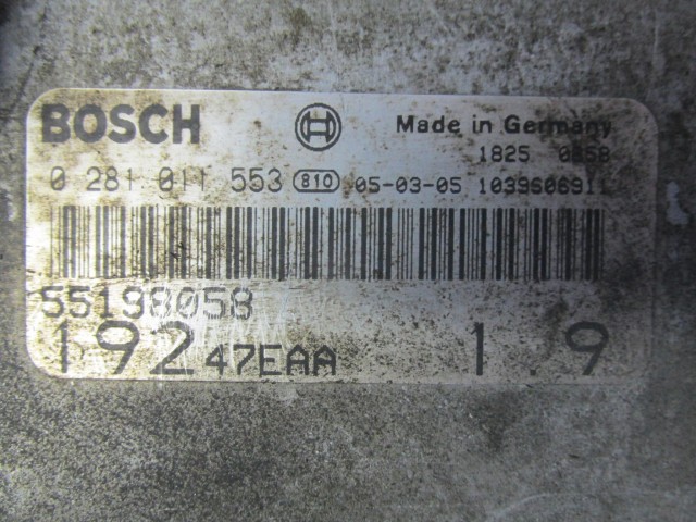 72462 Fiat Stilo 1,9 8v Diesel 115 Le motorvezérlő szett 0281011553 , 55198058