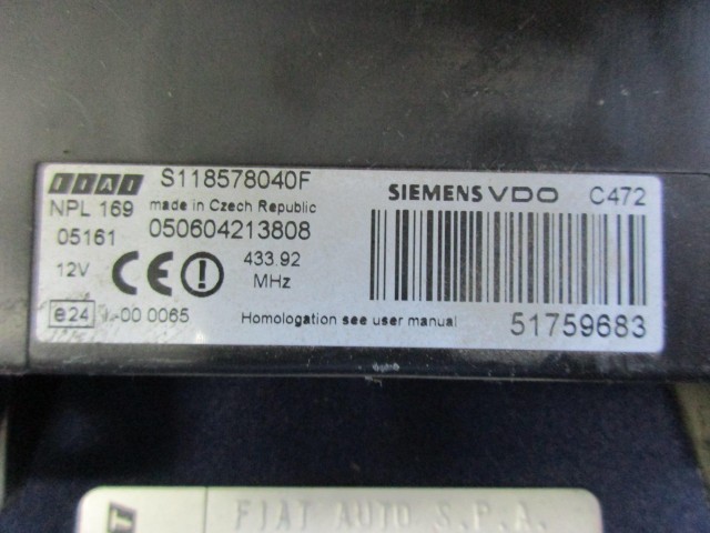 72164 Fiat Panda II. 1,2 8v benzin motorvezérlő szett 55193433