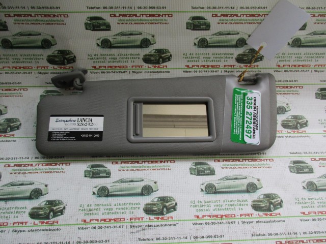 Fiat 500 bal oldali, elhúzható tükrös,szürke színű napellenző