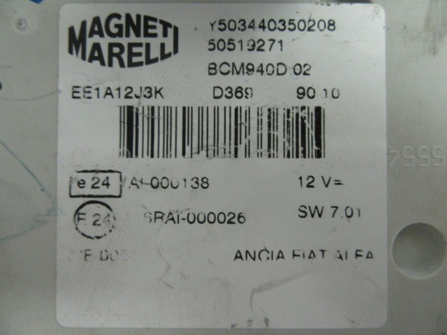 Alfa Romeo Giulietta 50519271 számú immobiliser doboz