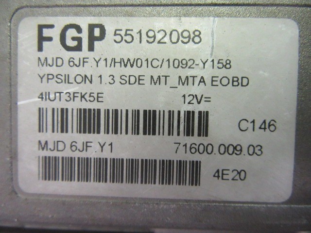 Lancia Ypsilon II. 1,3 Mjet motorvezérlő 55192098