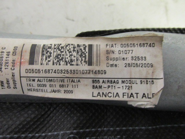 Alfa Romeo Mito 50516874 számú, jobb oldali függönylégzsák