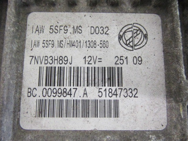 Fiat 500 1,2 8v benzin motorvezérlő szett 51847332