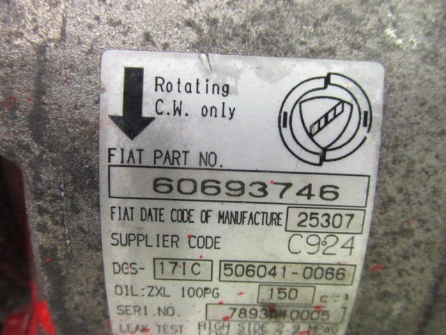 Alfa Romeo 159, Brera, Spider benzines klímakompresszor, a képen látható sérüléssel 60693746