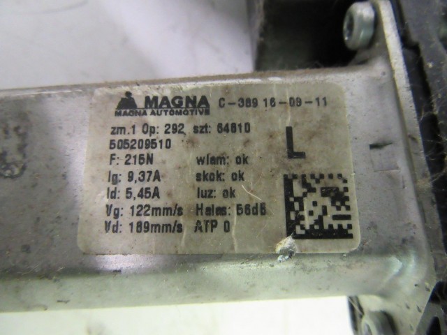 Alfa Romeo MiTo bal oldali elektromos ablakemelő 50515590