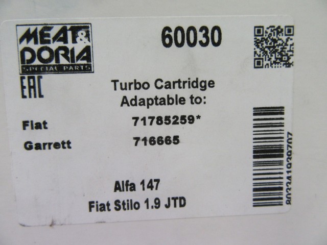 Alfa Romeo 147,Fiat Stilo utángyártott új turbóközép 71785259