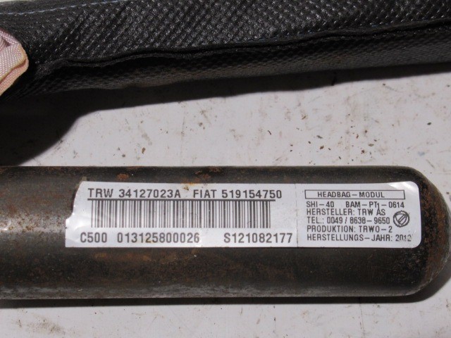 Fiat Punto Evo bal oldali függönylégzsák 51915475