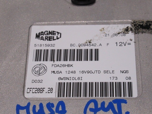 Fiat Idea, Lancia Musa 1,3 16v Mjet váltóvezérlő elektronika 51815932