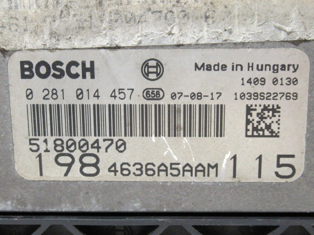 109639 Fiat Bravo 2007-2014 1,9 8v Mjet motorvezérlő szett 51800470