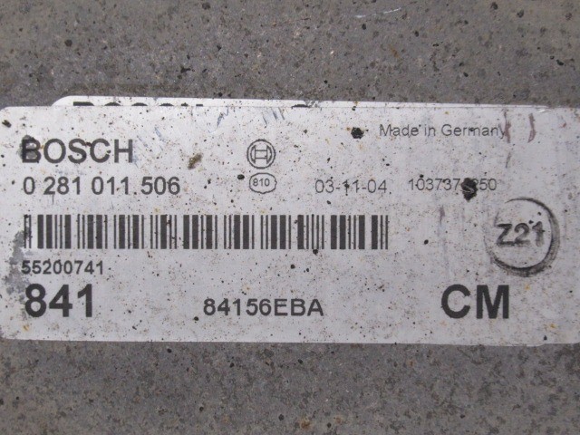 118289 Lancia Thesis 2,4 10v Diesel motorvezérlő szett 0281011506