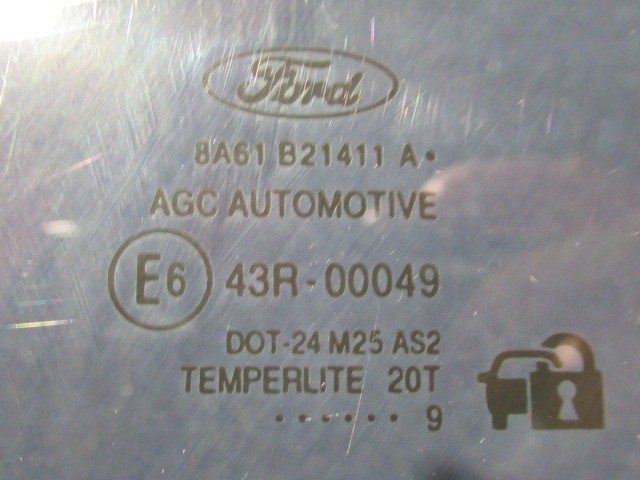 Ford Fiesta 3 ajtós bal oldali lejáró ajtó üveg 
