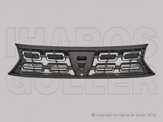 Dacia Duster 2018.01.01-2021.08.30 utángyártott új hűtődíszrács fekete/króm, kamera lyukas