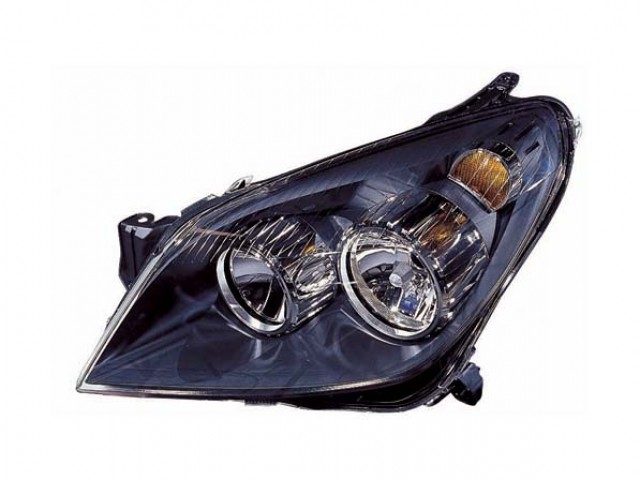 Opel Astra H 2003.09.01-2014.08.31 utángyártott új bal első fényszóró H7/H1 fekete házas (motorral) DEPO