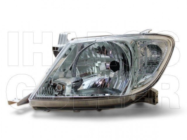 Toyota Hilux 2008-2015 utángyártott új bal első fényszóró H4 fehér villogóval (motoros) DEPO