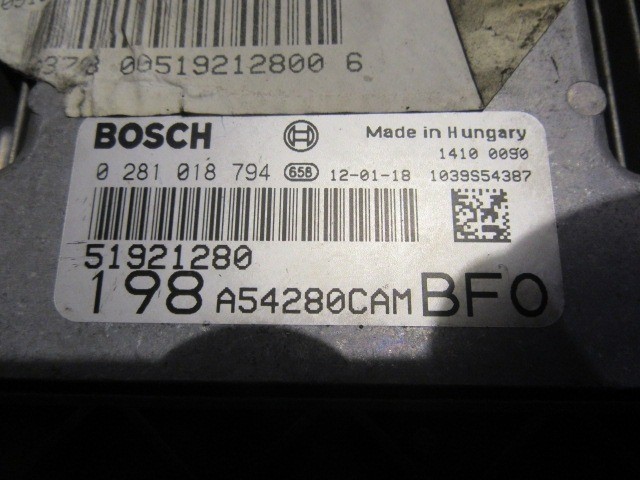 153241 Fiat Bravo 2007-2014 1,6 16v Diesel motorvezérlő szett  51921280 , 0281018794