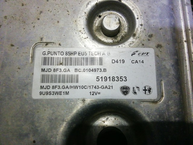 125485 Fiat Nouva Punto 1,3 16v Diesel 85 Le motorvezérlő szett 51918353