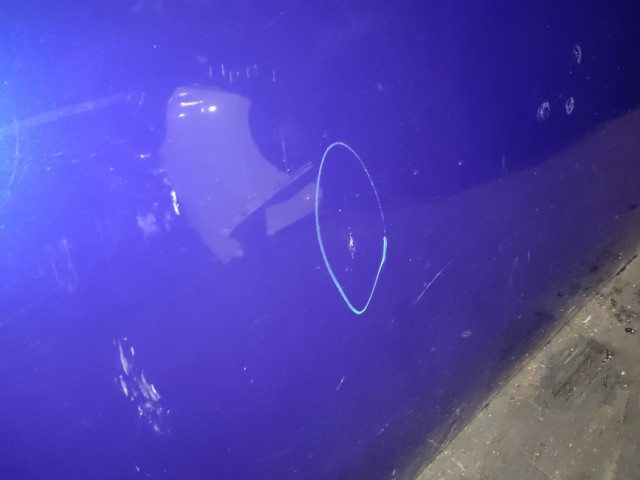 157643 Alfa Romeo Brera 2005-2010 kék színű jobb oldali ajtó, a képen látható sérüléssel