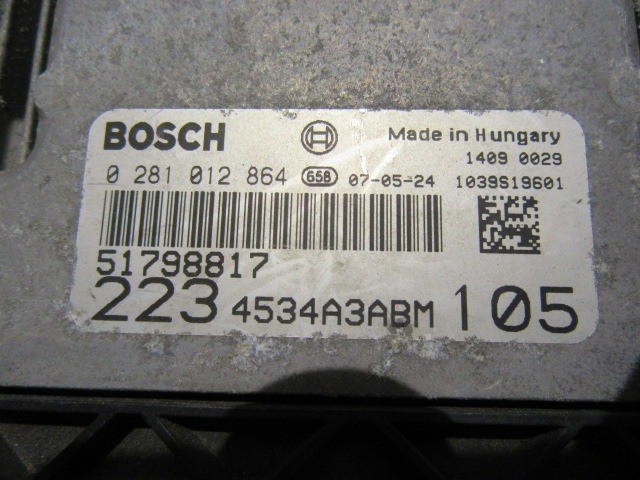 25951 Fiat Doblo II. 1,9 8v Jtd 105 Le motorvezérlő szett 0281012864 , 51798817
