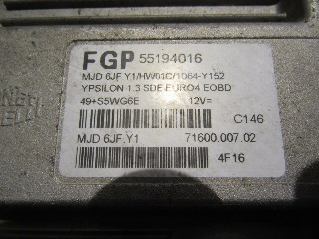 31460 Lancia Ypsilon II. 1,3 16v Diesel motorvezérlő szett 55194016