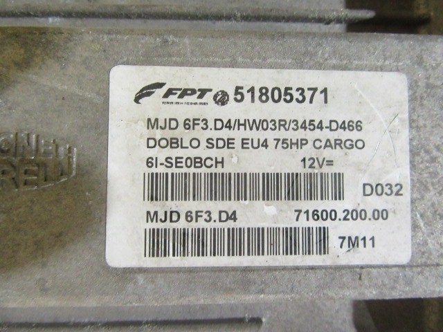 Fiat Doblo II. 1,3 16v Diesel motorvezérlő 51805371