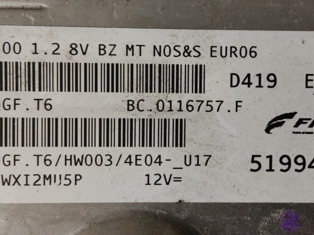 Fiat 500 2007-2015 1,2 8v benzin motorvezérlő 51994081