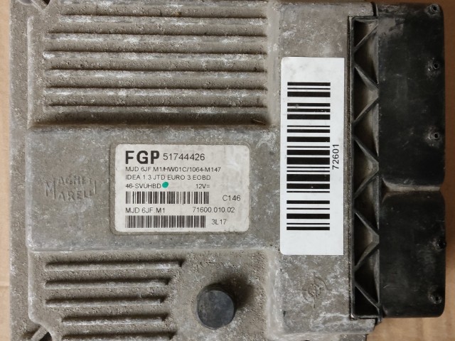 Lancia Musa 1,3 16v Diesel 70 Le motorvezérlő 51744426