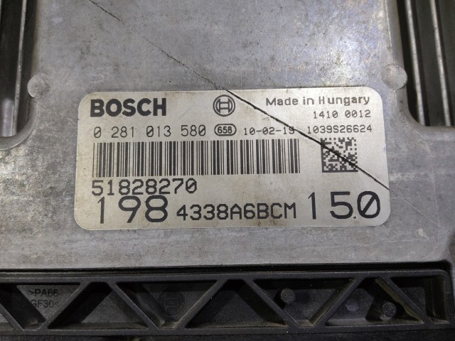 166155 Fiat Bravo 2007-2014  1,9 16v Diesel motorvezérlő szett 0281013580 , 51828270