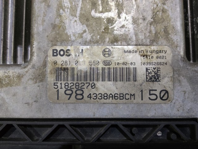 166157 Fiat Bravo 2007-2014  1,9 16v Diesel motorvezérlő szett 0281013580 , 51828270