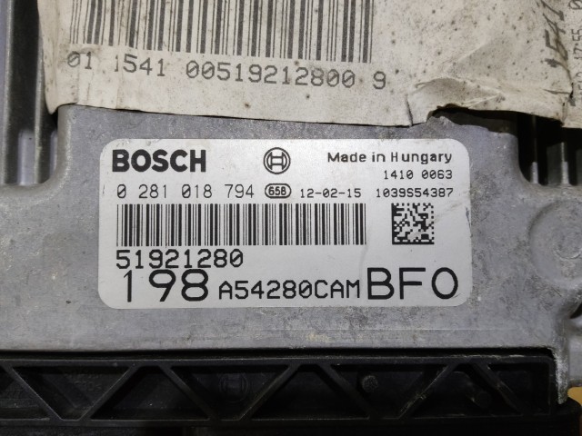 166149 Fiat Bravo 2007-2014  1,9 16v Diesel motorvezérlő szett 0281018794 , 51921280