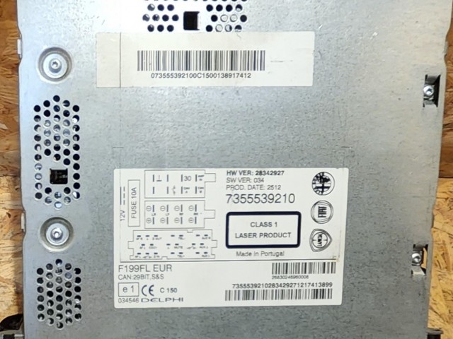 171993 Fiat Punto Evo, My Punto, Nouva Punto Cd-s Rádió Delphi, kód nincs hozzá!!!!